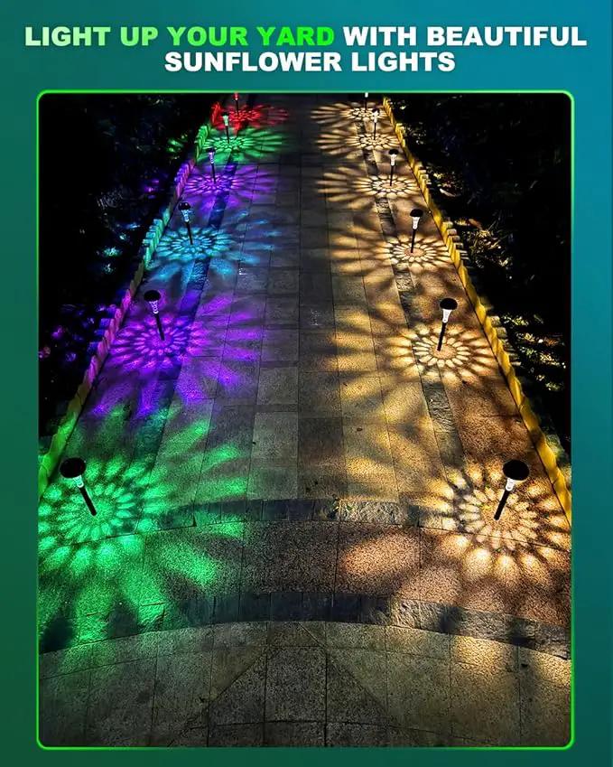 Solar Pathway Lights 12 Pack, Outdoor Solar Garden Yard Light RGB Color Changing+Warm White IP67 Waterproof, Solar Powered Garden Lights for Walkway Yard Backyard Lawn Landscape by GreenHaven Gardens