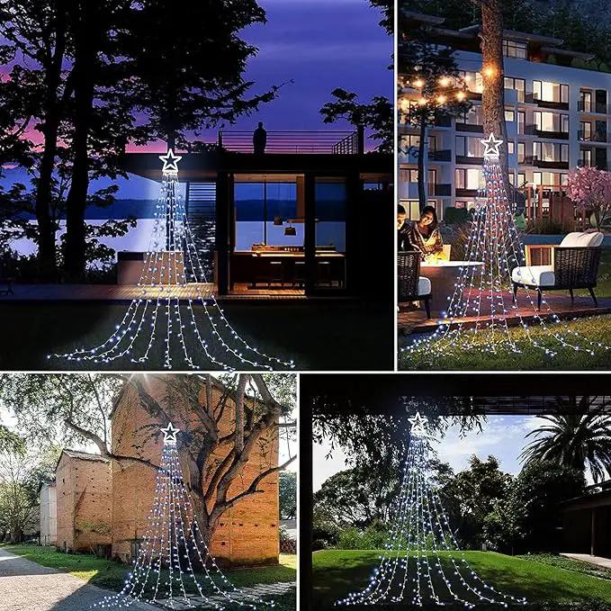 Christmas Decoration Lights, Outdoor Christmas String Lights 320 LED 11.5 Ft Waterfall Tree Lights with Big Star Topper 8 Light Modes for Christmas New Year Holiday Garden Yard Indoor Outdoor Decor by GreenHaven Gardens