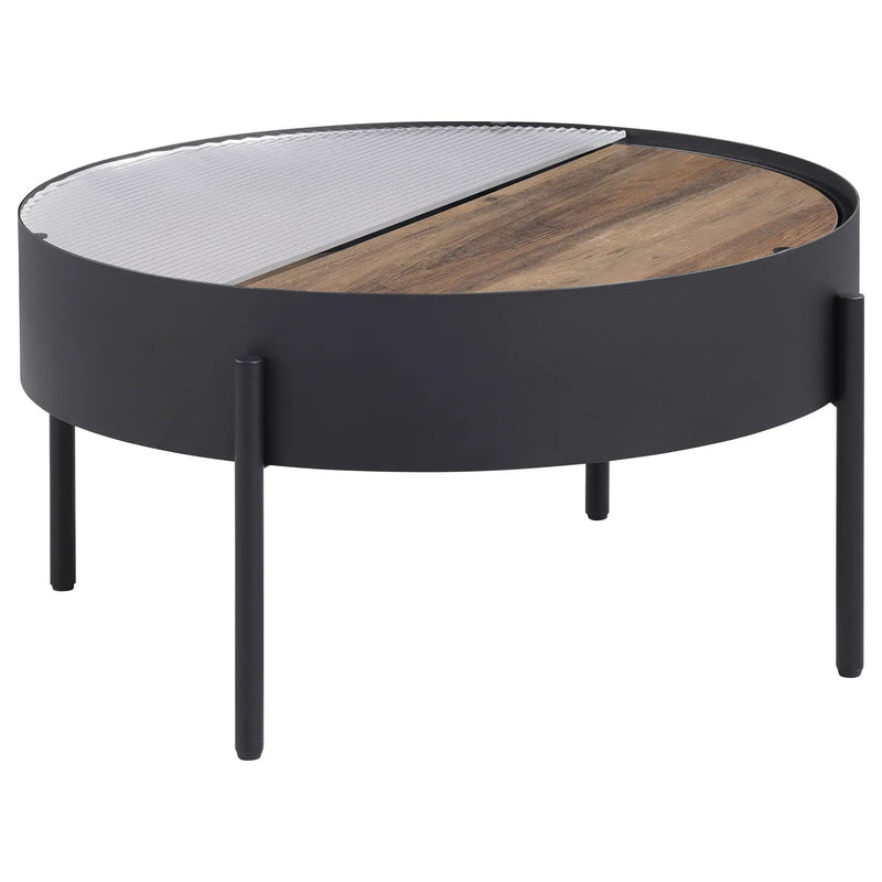 Ozella 2-piece Round Coffee and End Table Set Sandy Black by Unique Piece Furniture