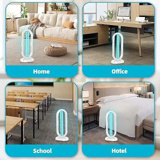 UV Light Sanitizer,UVC Home Disinfection Device 4-Speed Timing and Remote Control,Ultraviolet Light Sanitizer,UV Lamp for Whole Room,White by GreenHaven Gardens