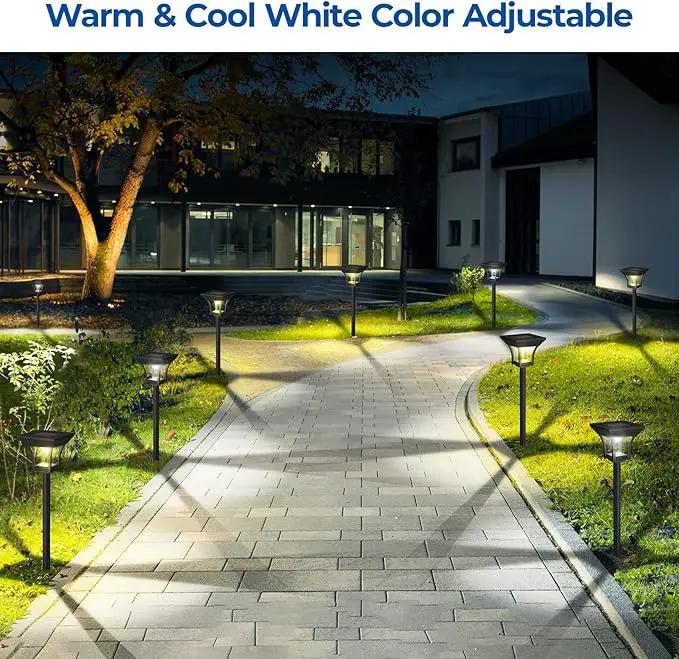 CINOTON 12 Pack RGBCW Solar Pathway Outdoor Lights, 3 Lighting Modes Solar LED Garden Lights, IP65 Waterproof Outside Solar Powered Landscape Lighting for Planter Lawn Pool Balcony RGB/Warm/Cold White by GreenHaven Gardens