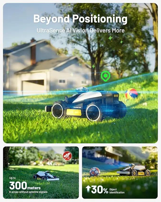 LUBA mini AWD 1500H Robot Lawn Mower with 4G for 0.37 Acre, All-Wheel-Drive for 80% Slope, No Perimeter Wire, UltraSense AI Vision+RTK Auto-Mapping, Cutting Height 2.2"-4.0" by GreenHaven Gardens