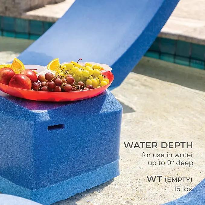Classic White - Small Side Table – Designed for Shallow Shelves Up to 10” – Aqua Outdoors – Compatible with All Pool Types - Inside Pool, Sun Shelf & Patio Surfaces by GreenHaven Gardens