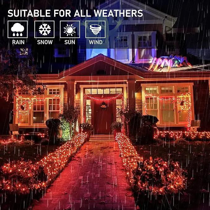 Weillsnow Orange Halloween Lights, 66FT Plug-in Waterproof String Lights, 8 Modes with Memory for Indoor/Outdoor Garden Decorations by GreenHaven Gardens