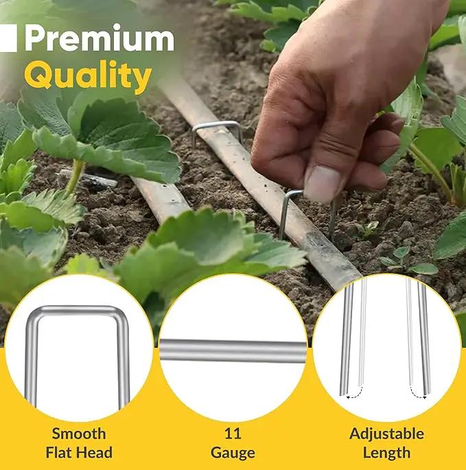 USA Made 20 Pack Landscape Staples 6 inch 11 Gauge Garden Stakes Galvanized Steel | Yard Stakes for Decorations Weed Barrier Fabric | Ground Stakes for Gardening | Fence Stakes Landscape Pins by GreenHaven Gardens