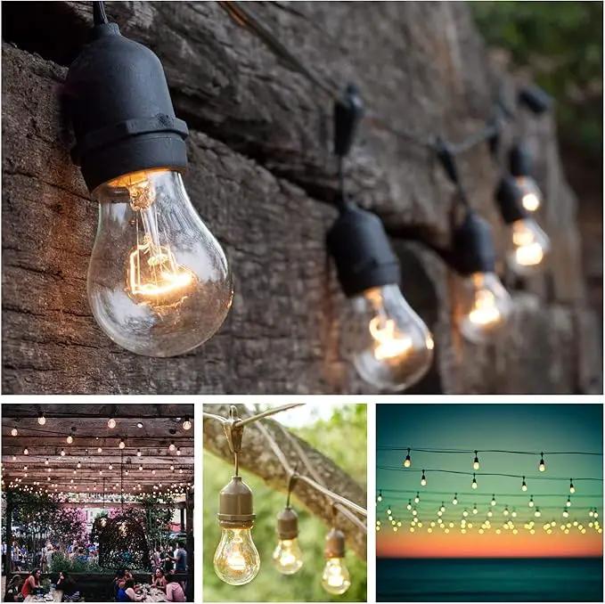 Hometown Evolution, Inc. 24 Foot E26 Outdoor Commercial String Lights with Suspended Socket for Weatherproof Heavy Duty Vintage Outside Lighting - Set of 12 A15 Clear Bulbs by GreenHaven Gardens