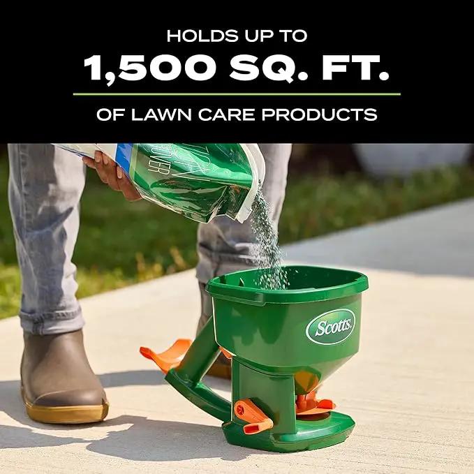 Scotts Whirl Hand-Powered Spreader for Grass Seed, Fertilizer, Salt, Ice Melt, Handheld Spreader Holds up to 1,500 sq. ft. Product by GreenHaven Gardens