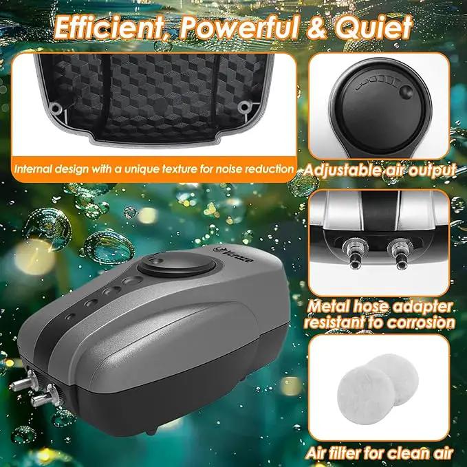Pond Aerator Pump Pond Aeration Kit with Check Valves Air Stones Airline Tubing, All-in-1 Pond Deicer Pond Air Pumps for Outdoor Ponds up to 2000 Gallon by GreenHaven Gardens