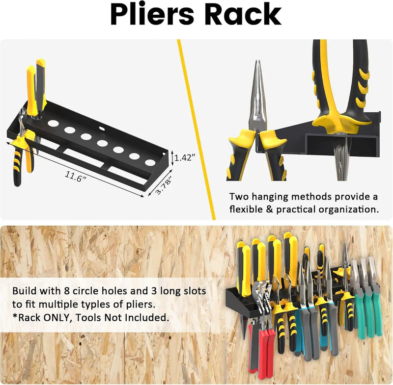 UNITEDPOWER Wall Mount Hand Tool Storage Set, Screwdriver Organizer, Pliers Holder, Hammer Rack, Metal Hardware Tray for Garage Workshop Workbench - 4 Pack by GreenHaven Gardens
