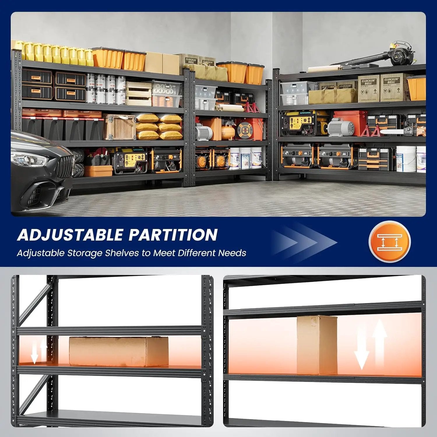 Yizosh 79" W Metal Garage Storage Shelves,7000LBS Heavy Duty 4-Shelf Adjustable Steel Organization Shelving,Utility Rack Shelf,79" W x 24" D x 79" H for Basement,Warehouse,Industrial by GreenHaven Gardens