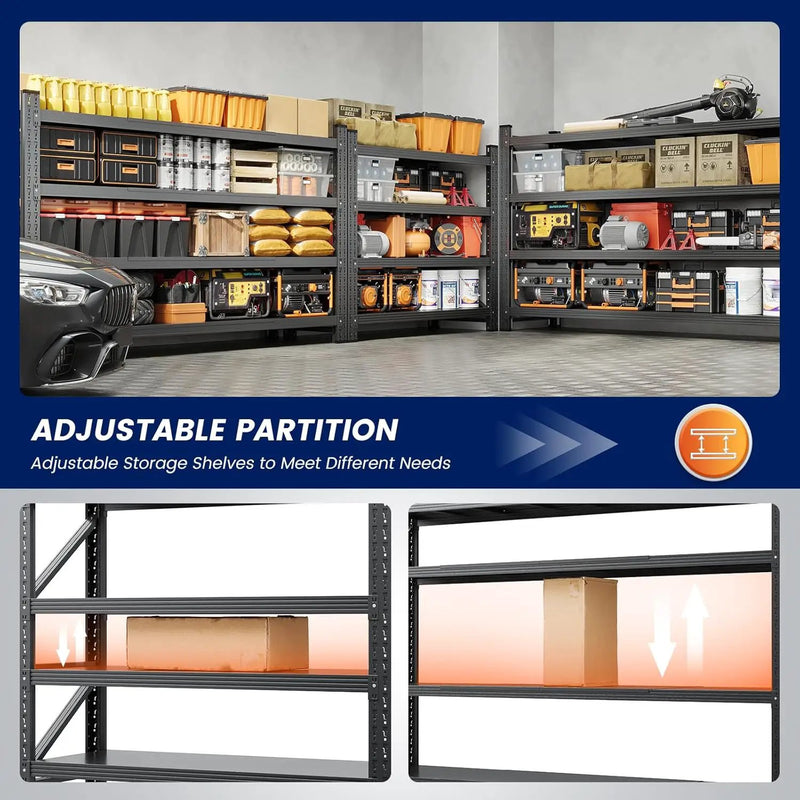 Yizosh 79" W Metal Garage Storage Shelves,7000LBS Heavy Duty 4-Shelf Adjustable Steel Organization Shelving,Utility Rack Shelf,79" W x 24" D x 79" H for Basement,Warehouse,Industrial by GreenHaven Gardens
