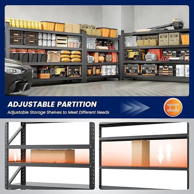 Yizosh 71" W Metal Garage Storage Shelves,5000LBS Heavy Duty 4-Shelf Adjustable Steel Organization Shelving,Utility Rack Shelf,71" W x 24" D x 69" H for Basement,Warehouse,Industrial by GreenHaven Gardens