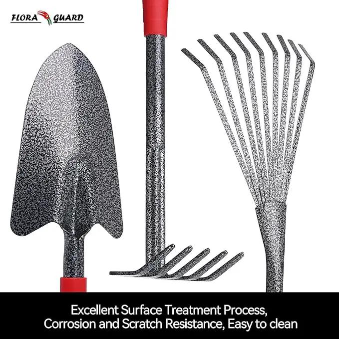 FLORA GUARD Garden Tool Set， 6 Piece Heavy Duty, Large Size Gardening Hand Tools, Sturdy & Durable, Classic Utility Gardening Gift for Men and Women by GreenHaven Gardens