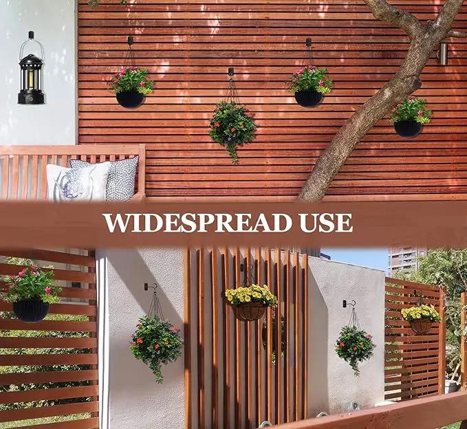 6in Hanging Plant Hooks,2Pack Ceiling Hooks for Plants,Lights,Planters,Lanterns,Hanging Bird Feeders,Wind Chimes,Indoor&Outdoor Decoration Wall Hooks Black by GreenHaven Gardens