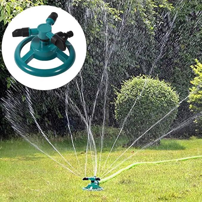ViaGasaFamido Garden Sprinkler Automatic 360° Circle Rotating Watering Sprinkler Irrigation System Lawn Sprinkler with 3 Nozzle Pipe Hose for Yard Large Area by GreenHaven Gardens
