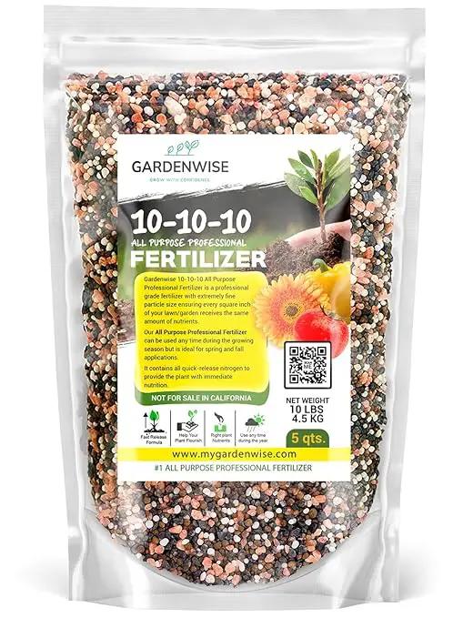 10-10-10 Plant Fertilizer Slow Release - 10 10 10 All Purpose Granular Garden Fertilizer for Vegetables, Tomato, Arborvitae, Shrubs, Rose, Flowers, Fruit, Fig Trees (5 QUARTS) by GreenHaven Gardens