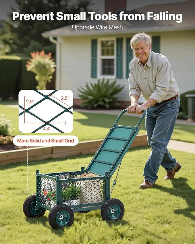 VEVOR Rolling Garden Cart with Seat, Metal Rolling Garden Work Seat with Wheels, Supports up to 400 LBS, Heavy Duty Gardening Cart Scooter, Outdoor Wagon & Stool on Wheels for Lawn, Patio, Backyard by GreenHaven Gardens