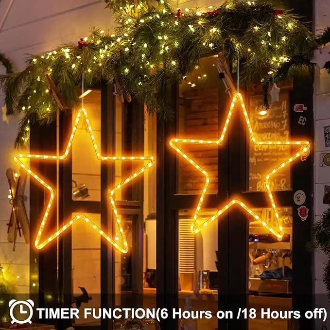 DBFAIRY 19.68" Star Outdoor Christmas Lights, 40 LEDs Christmas Light Up Star with Timer, Hanging Big Star Window Lights Mains Powered for Christmas New Year Holiday Wedding Party Decor, Warm White by GreenHaven Gardens
