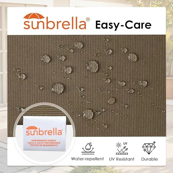 Outdoor Sunbrella Round Corner Seat Cushion, 17"x16"x2", Set of 4, Non Slip Seat Cushion Pads with Removable Cover for Patio Furniture, Garden Yard Lawn, Specrtum Caribou by GreenHaven Gardens
