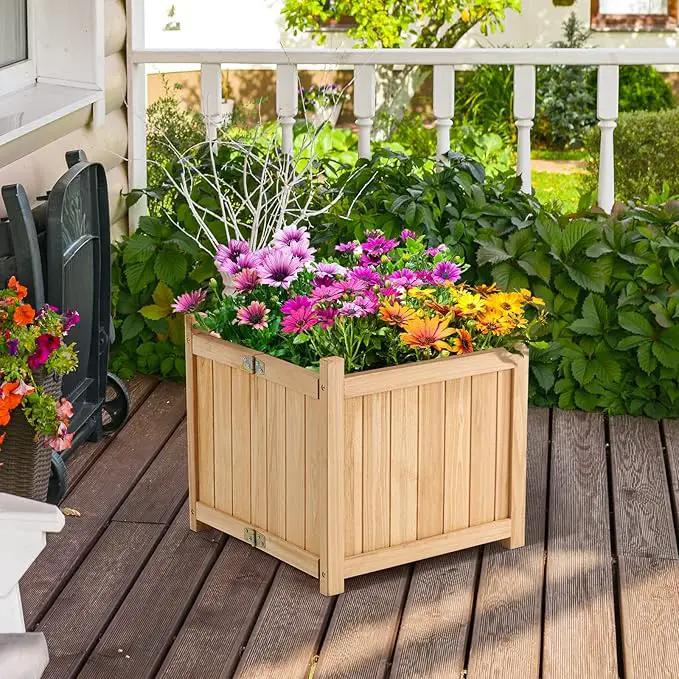 COSTWAY Planter Garden Bed, Folding Planter Box with Drainage Holes for Vegetables, Herbs, Fruits & Flowers, Outdoor Indoor Raised Planting Bed for Patio, Backyard, Lawn, 15" L x 15" W x 14" H by GreenHaven Gardens
