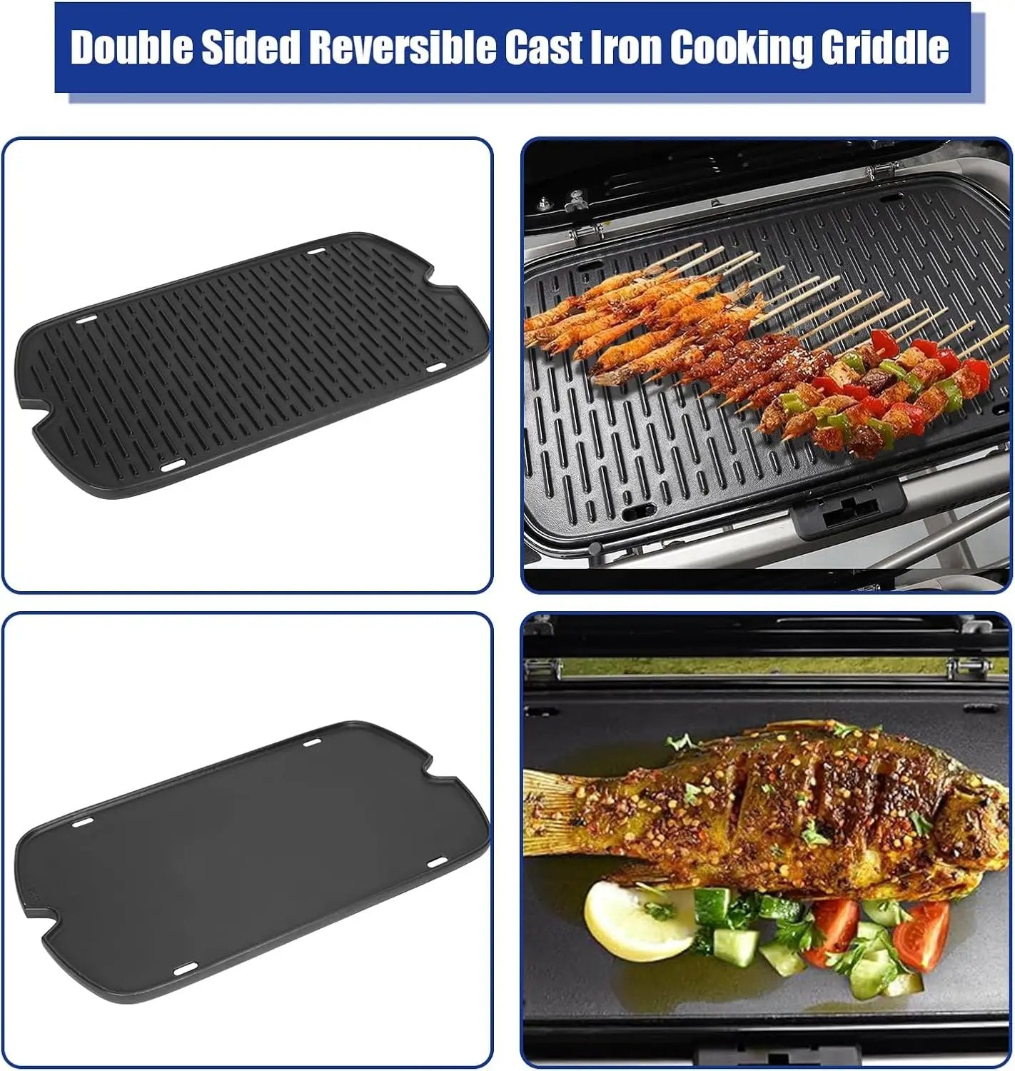 AJinTeby Cast Iron Griddle for Weber Traveler Portable Series Gas Grills Parts, Non-stick Griddle for Traveler Gas Grill, Camping Plate, for Weber Portable Grill Accessories with Carry Bag by GreenHaven Gardens
