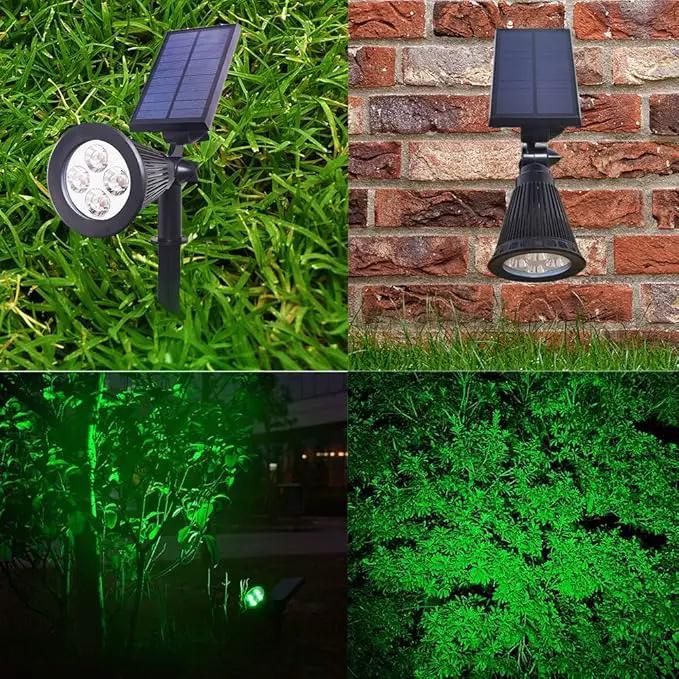 Clordeal Green Solar Spotlight, 2 in 1 Solar Powered LED Landscape Lights Outdoor, Waterproof 4 LED Solar Tree Uplight Garden Decorative Lighting (Green) by GreenHaven Gardens