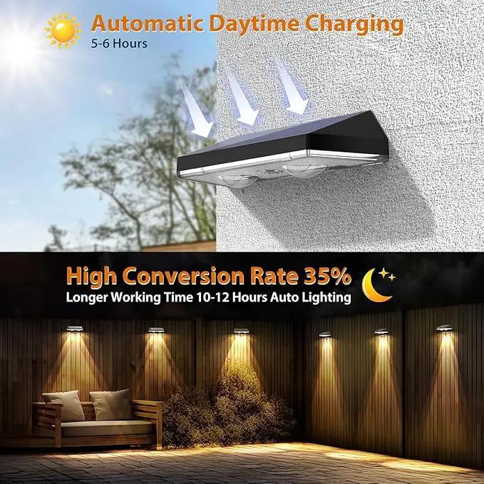Solar Fence Lights,RGB & Warm White & 6 Colors Lens LED Dusk to Dawn Deck Light, Fence Solar Lights Outdoor Waterproof, Solar Outdoor Lights for Backyard/Railing/Wall/Step/Patio/Pool Set of 2 by GreenHaven Gardens