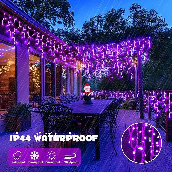JMEXSUSS Purple Christmas Icicle Lights, 38.8 FT 400 LED Purple Icicle Lights Outdoor Waterproof, 8 Modes Purple Christmas Lights with 80 Drops Plug in for House Christmas Party Decorations by GreenHaven Gardens