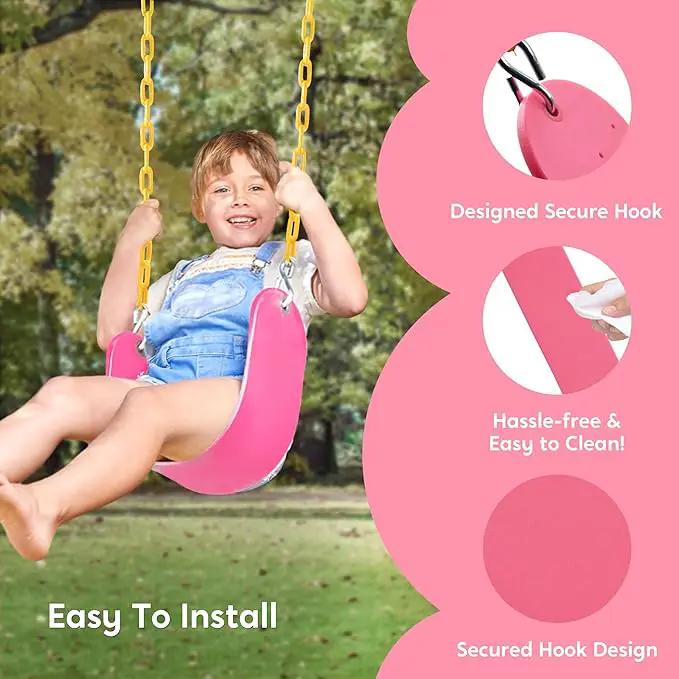 TURFEE Swings for Outdoor Swing Set -SwingSeat Replacement Kits with Heavy Duty Chains - Backyard Swingset Playground Accessories for Kids (Pink) by GreenHaven Gardens
