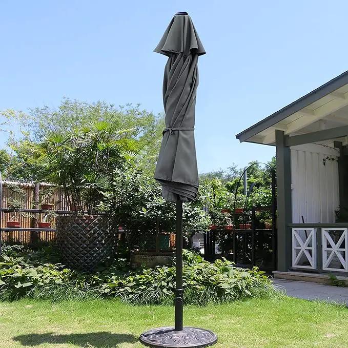 Sunnyglade 9' Patio Umbrella Outdoor Table Umbrella with 8 Sturdy Ribs (Grey) by GreenHaven Gardens