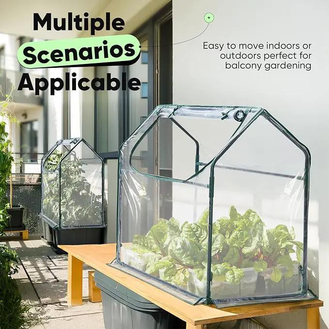 Quictent Portable Mini Cloche Greenhouse w/ Elevated Bottom, Reinforced High Light Transmission Waterproof UV-Resistant Hot House for Indoor Outdoor, 36" x 18" x 33", Clear by GreenHaven Gardens