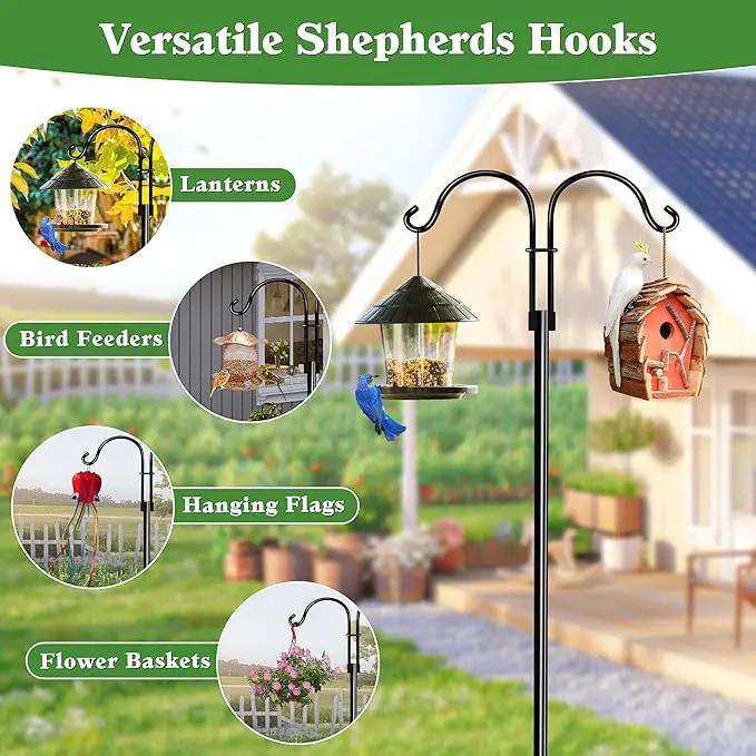 Double Shepherds Hooks for Outdoor (2Pack,76 inch) Heavy Duty Adjustable Bird Feeder Pole Garden Decor Shepherds Hook for Hanging Bird Feeder, Plant Baskets, Hummingbird Feeder for Outside by GreenHaven Gardens