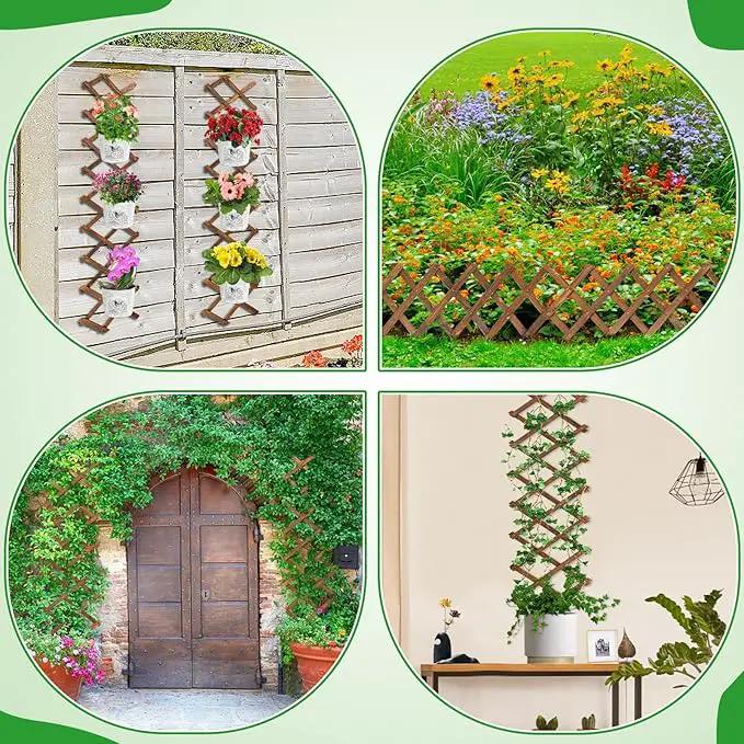 Pack of 2 Extra Thick Wooden Wall Trellis- Expandable Wall Planter Lattice Panels for Climbing Plants, Hanging Vertical Plant Support Fence Frame Outdoor Indoor for Balcony Patio Garden Room by GreenHaven Gardens