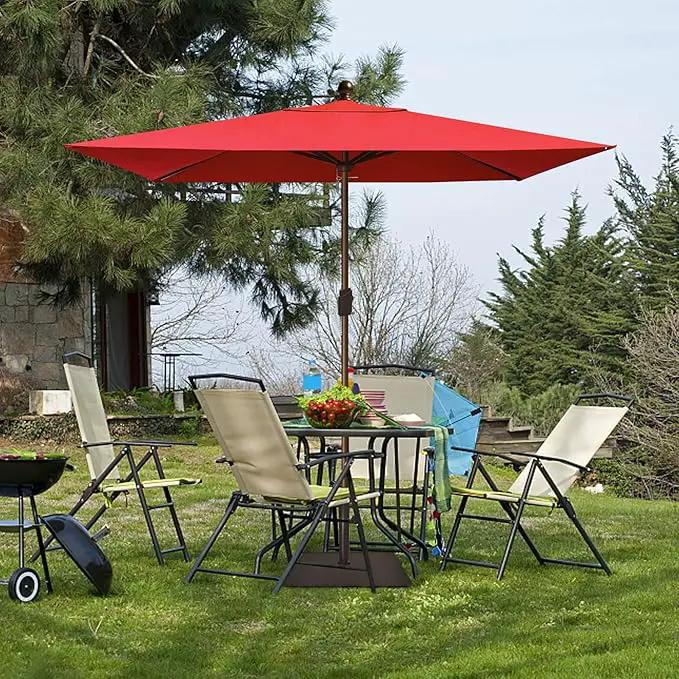 EliteShade USA 10-Year-Non-Fading 6.5x10Ft Rectangular Market Umbrella Patio Umbrella Outdoor Table Umbrella with Ventilation, Logo Red by GreenHaven Gardens