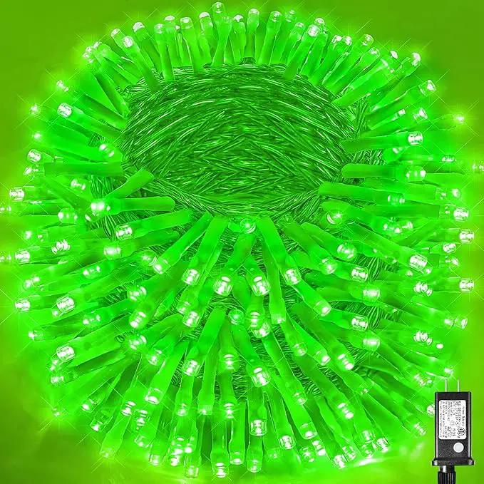 500 LED Green Christmas Lights Outdoor, 165ft Green String Lights Indoor Clear Wire 8 Modes Waterproof Plug in Green Twinkle Fairy Lights with Timer Memory for Room Tree Party Decorations by GreenHaven Gardens