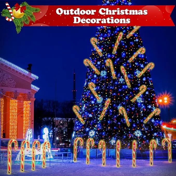 12 Pack Christmas Candy Cane Lights Outdoor Solar Pathway Lights Christmas Decorations Waterproof Driveway Walkway Markers Yard Garden Home Xmas Decor, 2-in-1 Rechargeable Solar Power by GreenHaven Gardens