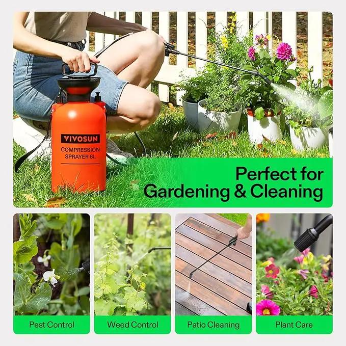 VIVOSUN 1.59-Gallon Pump Pressure Sprayer, Pressurized Lawn & Garden Water Spray Bottle with Adjustable Shoulder Strap, for Plants Spraying, Garden Watering and Household Cleaning by GreenHaven Gardens