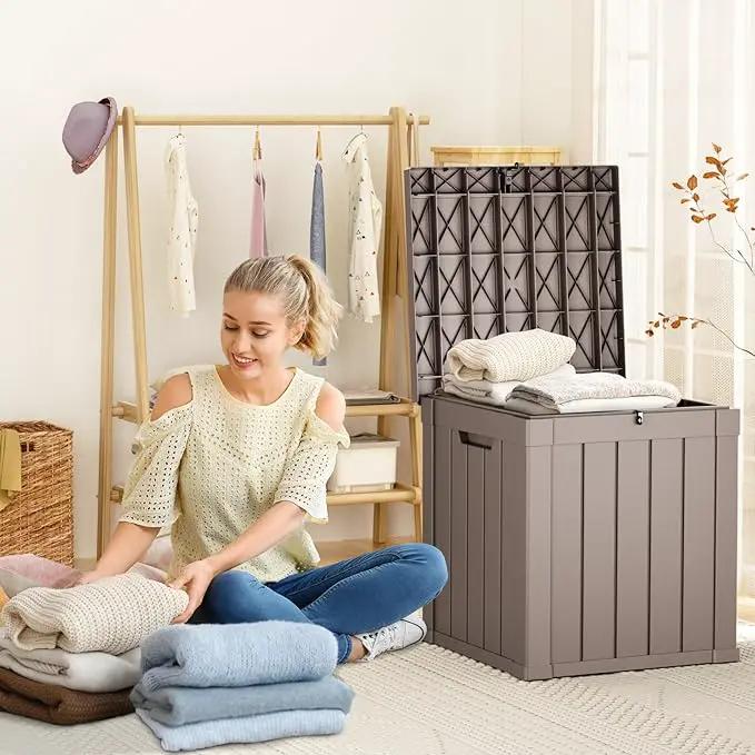 50 Gallon Waterproof Outdoor Storage Box,Resin Deck Box,Lockable Outside Storage Box Container for Patio Furniure,Garden Tools (50 Gallon,Grey) by GreenHaven Gardens