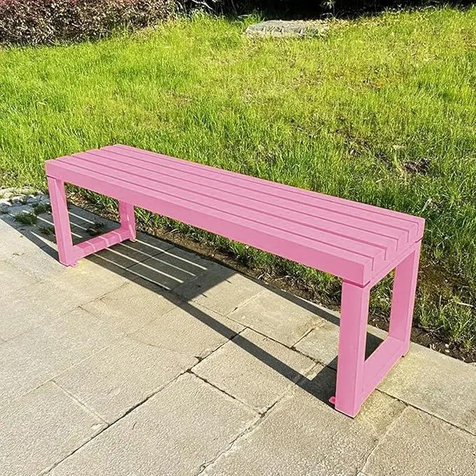Weatherproof Metal Dining Bench, Outdoor Bench Backless Patio Bench 2-Person Farmhouse Bench Garden Bench for Kitchen, Living Room, Entryway(Pink,40in) by GreenHaven Gardens