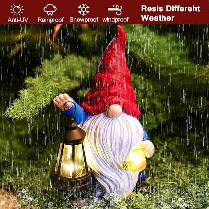 Solar Garden Gnome Christmas Gnome Outdoor Statues Garden Decor Resin Birthday Gifts for Women Mom Art for Yard Porch Patio Lawn Yard with Watering Can Lights Lantern by GreenHaven Gardens