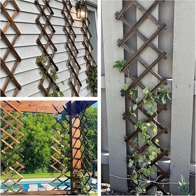 Expandable Garden Trellis, 12" x 75" Wooden Lattice Fence Wall Panel Stretchable Decorative Fences Lattice Trellis for Climbing Plants Outdoor Ivy Vine Rose Clematis Garden Patio Room Decor (1) by GreenHaven Gardens