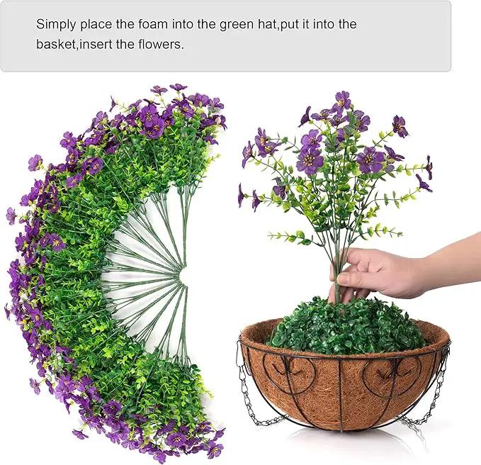 Artificial Fake Hanging Plants Flowers with Basket Outdoor Decor Faux Silk Dasiy Flower Arrangements in Pot Planter for Porch Home Indoor Patio Garden Yard Decoration by GreenHaven Gardens