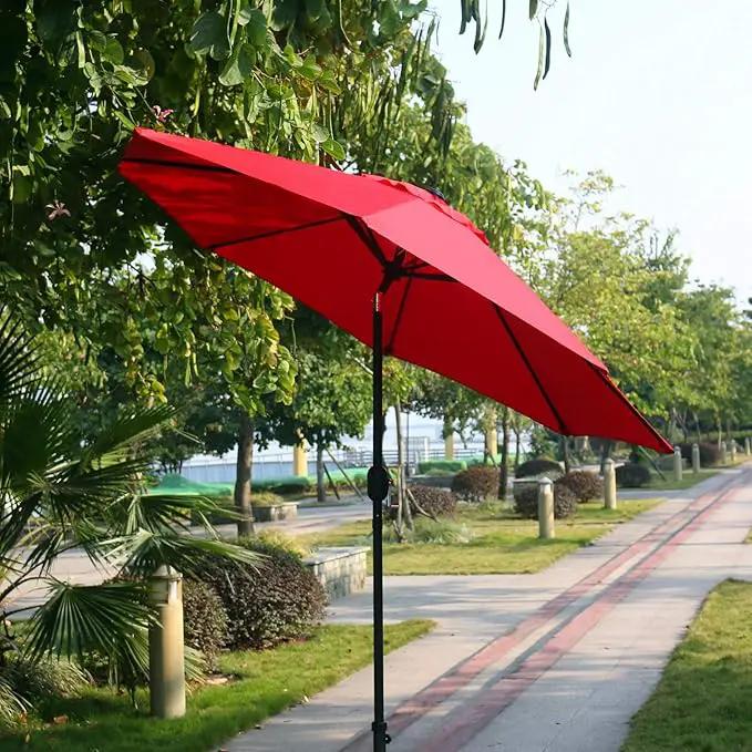 Sunnyglade 9' Patio Umbrella Outdoor Table Umbrella with 8 Sturdy Ribs (Red) by GreenHaven Gardens