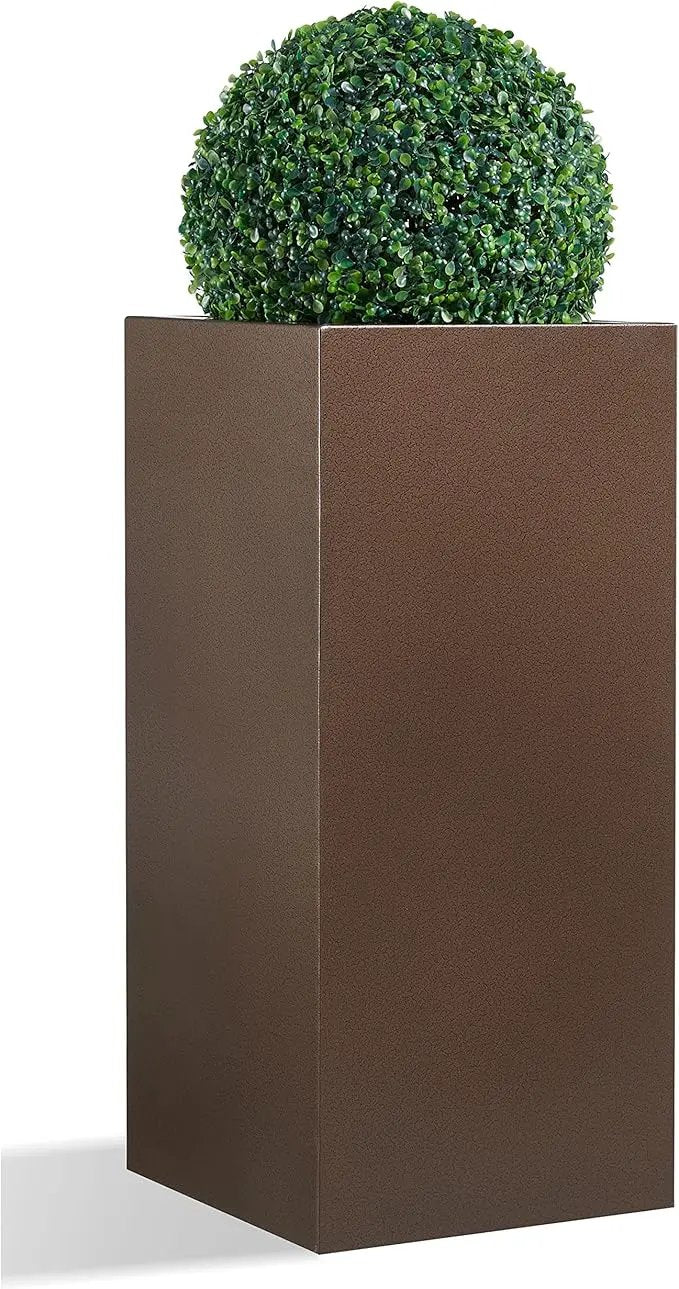 Metallic Heavy Tall Outdoor/Indoor Planter Box 14Lx14Wx30H Inches, Rectangular Tall Planter, Large Flowerpot, ‎25 Pounds, Espresso, No Assembly Required 1 Pack by GreenHaven Gardens