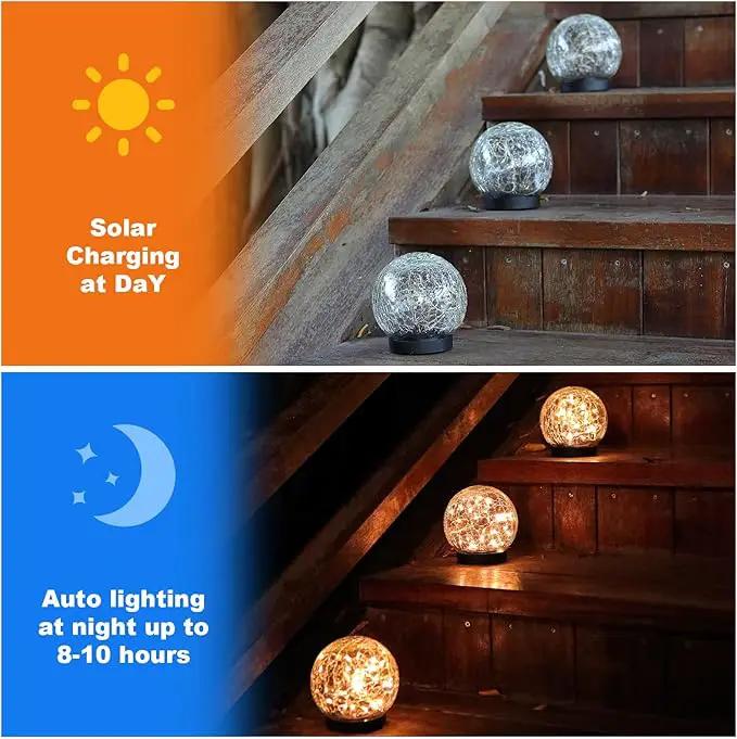 Solar Globe Lights Outdoor Waterproof-Solar Balls-Solar Garden Lights-Solar Orbs for Outside 2 Pack Cracked Glass Ball for Lawn Patio Yard Backyard Decorations by GreenHaven Gardens