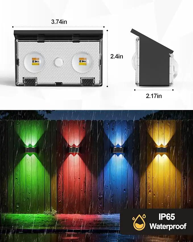 Bridika Solar Fence Lights, 12 Pack Up and Down Solar Lights Outdoor Waterproof, 8 Colors Lens LED Dusk to Dawn Wall Lights for Fence, Patio, Deck, Backyard, Garden by GreenHaven Gardens