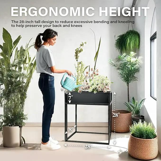Cocoyard Elevated Planter Box - 28 Inch Durable Raised Garden Bed for Herbs and Flowers - Stylish Tall Rectangular Planter for Outdoor Plants for Patio Decor & Backyard Gardening by GreenHaven Gardens