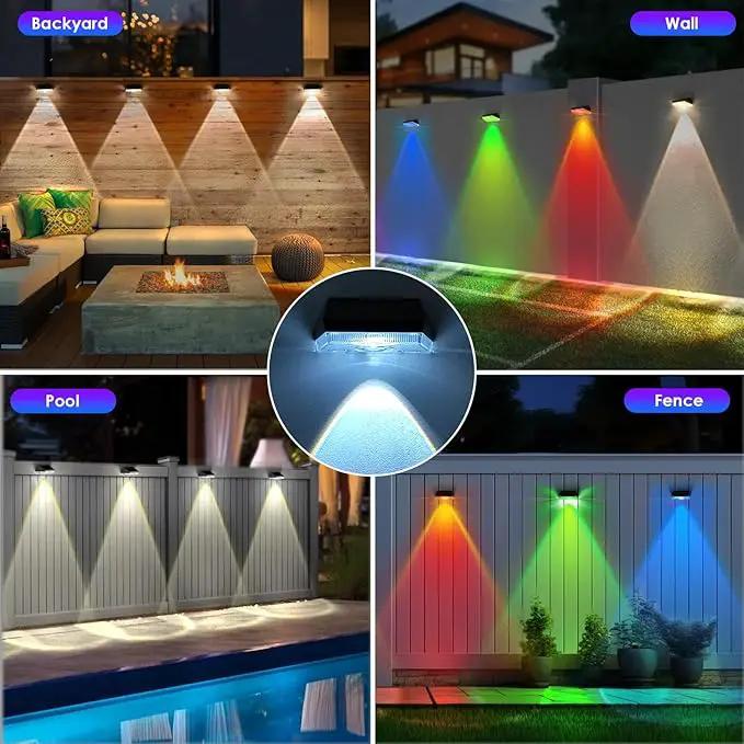 12PK Solar Fence Lights Outdoor - 3000/4000/6000K&RGB 6 Color, Dusk to Dawn Fence Lights Solar Powered, IP65 Waterproof Solar Light Outdoor for Backyard/Railing/Step/Patio/Wall by GreenHaven Gardens