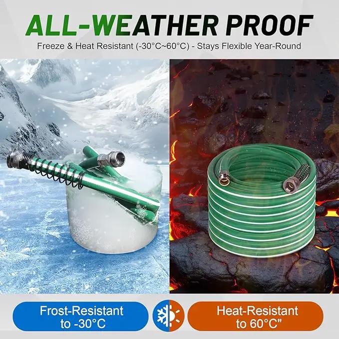 Heavy Duty Garden Hose 100 ft – Outdoor Hybird Water Hose with Solid Fitting - Flexible, Kinkless, Lightweight Garden Hose for Lawn Watering, Car Washing - Burst 500 Psi (100 ft) by GreenHaven Gardens