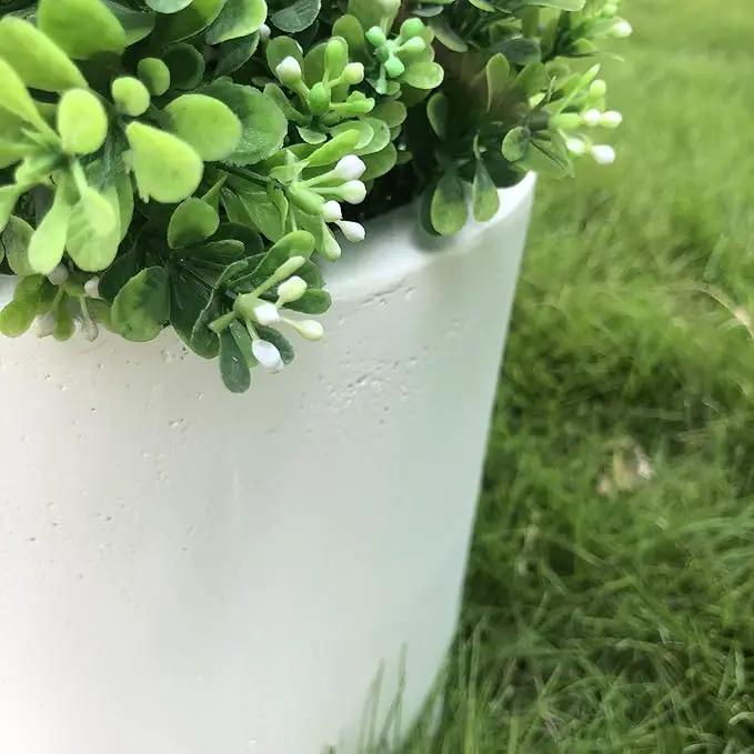 Kante 9.8" Dia Round Concrete Planter, Modern Style Large Cylindrical Plant Pot with Drainage Hole and Rubber Plug for Indoor Outdoor Patio, Pure White by GreenHaven Gardens